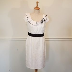 Elegant DressBarn white and blue midi dress